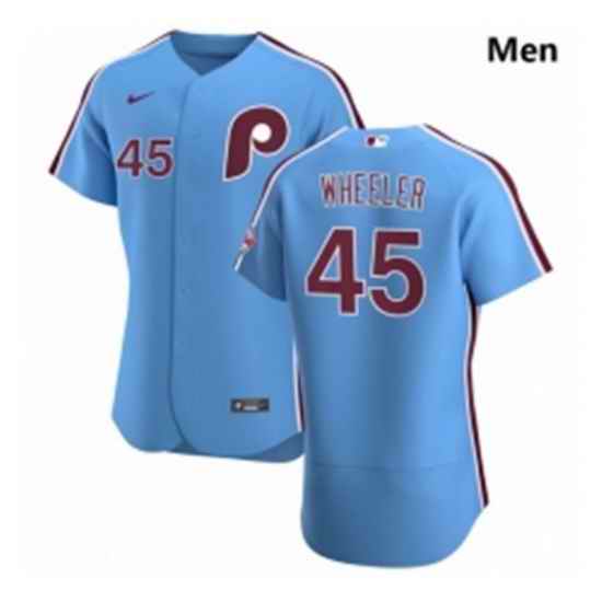 Men Philadelphia Phillies 45 Zack Wheeler Men Nike Light Blue Alternate 2020 Authentic Player MLB Jersey